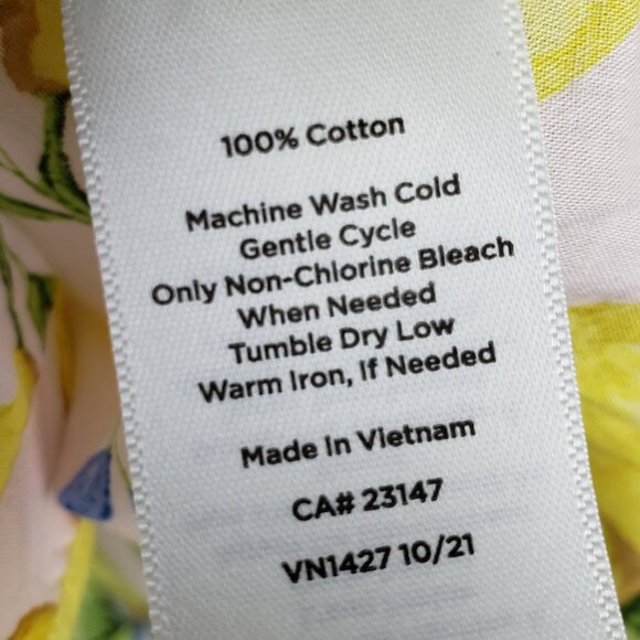 Talbots Button-Up Shirt Blouse Lemon Print Fruits Floral Preppy Resort size L - Picture 7 of 14